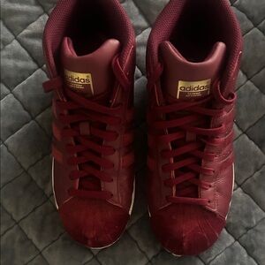 Adidas Maroon High-Top Sneakers